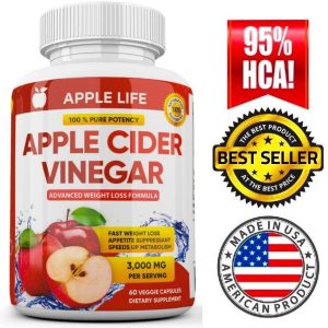 Pure Apple Cider Vinegar 3000mg – Fat Burner & Weight Loss Support (1 Pack)
